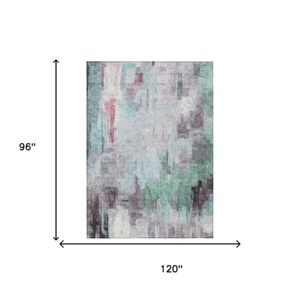 8 X 10 Abstract Polyester Area Rug Washable for Patios Porches and Living Rooms