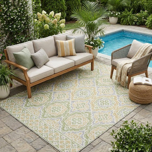 5x8 Tribal Polyester Area Rug for Indoor Outdoor Use Stain Resistant and Washable