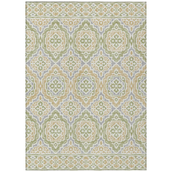 HomeRoots 5x8 Tribal Polyester Area Rug for Indoor Outdoor Use Stain Resistant and Washable 735821