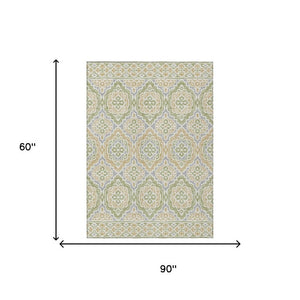 5x8 Tribal Polyester Area Rug for Indoor Outdoor Use Stain Resistant and Washable