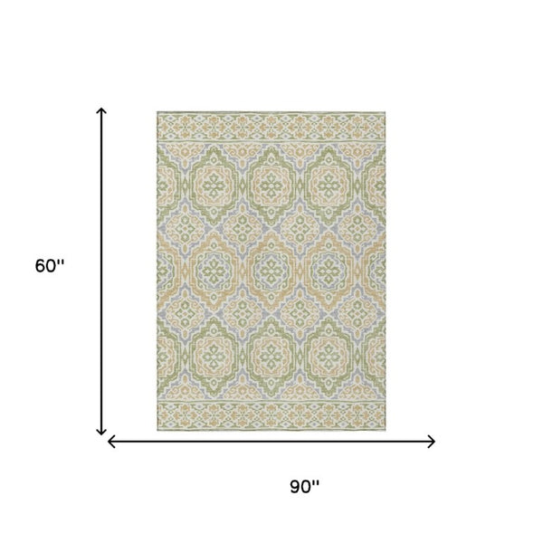 5x8 Tribal Polyester Area Rug for Indoor Outdoor Use Stain Resistant and Washable