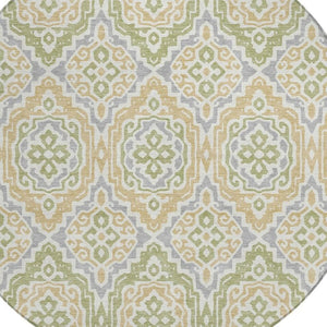8 Foot Round Tribal Geometric Polyester Rug Washable for Patio or Family Room