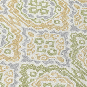 8 Foot Round Tribal Geometric Polyester Rug Washable for Patio or Family Room