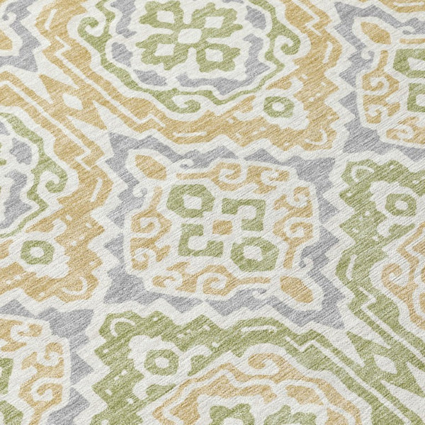 8 Foot Round Tribal Geometric Polyester Rug Washable for Patio or Family Room