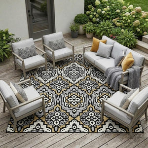 8x10 Tribal Pattern Washable Polyester Area Rug for Indoor Outdoor Living Spaces