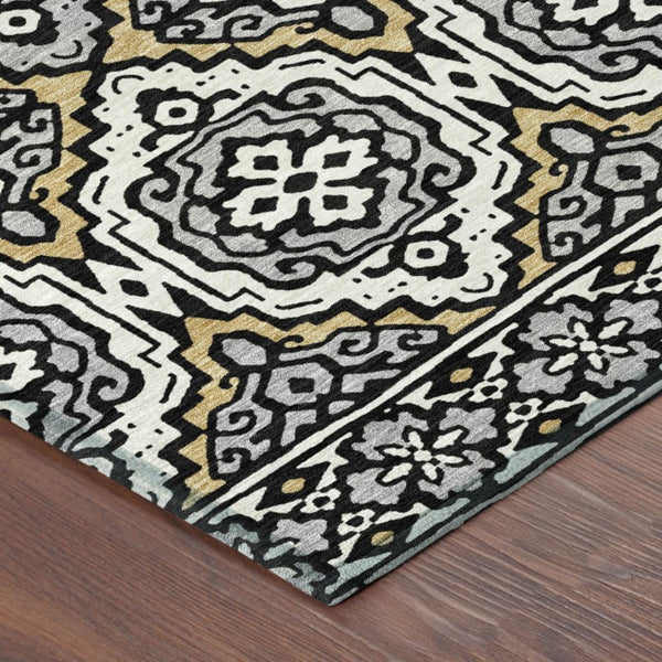 8x10 Tribal Pattern Washable Polyester Area Rug for Indoor Outdoor Living Spaces