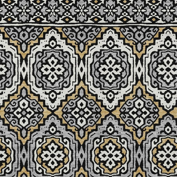 9 X 12 Tribal Polyester Area Rug for Indoor Outdoor Spaces Stain Resistant Low Pile