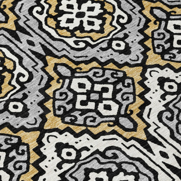 9 X 12 Tribal Polyester Area Rug for Indoor Outdoor Spaces Stain Resistant Low Pile