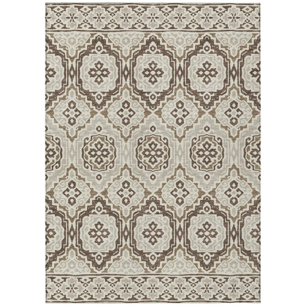 HomeRoots 9x12 Tribal Pattern Polyester Area Rug Stain Resistant Indoor Outdoor Living Patio 735836