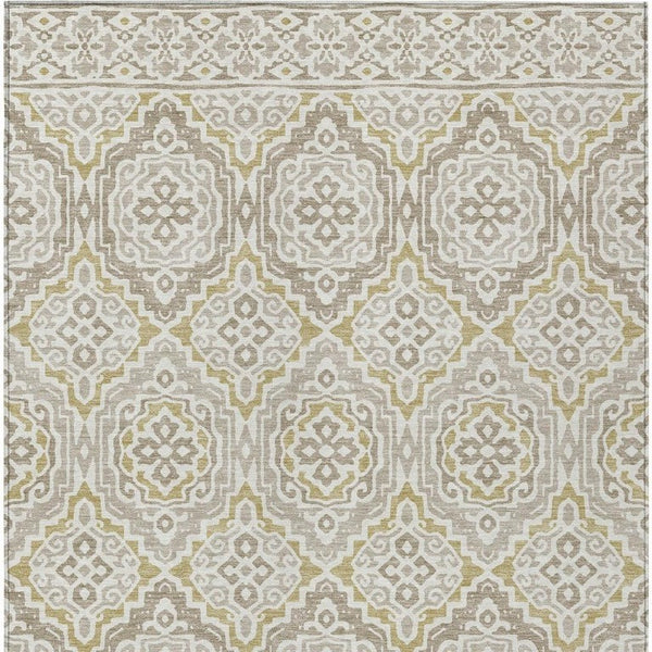5 X 8 Ivory Denim Blue Tribal Polyester Area Rug Stain Resistant for Patio