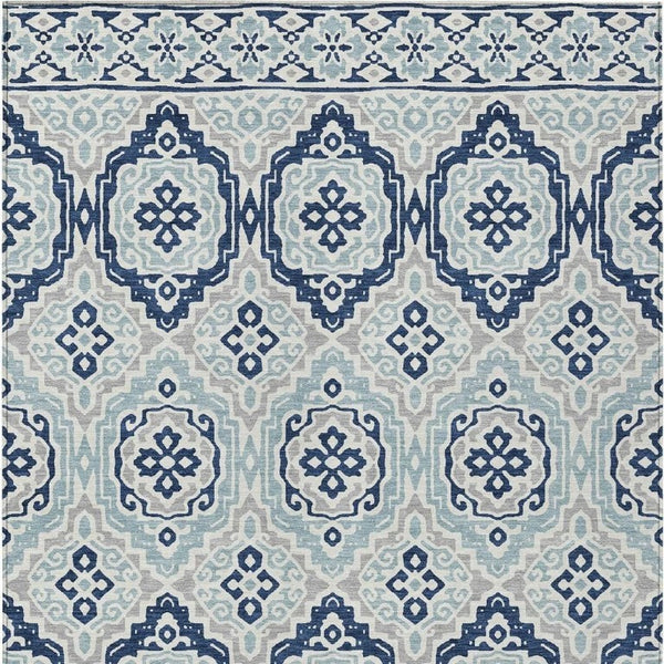 5 X 8 Tribal Polyester Area Rug Washable for Indoor Outdoor Patio and High Traffic Spaces