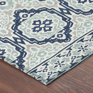 5 X 8 Tribal Polyester Area Rug Washable for Indoor Outdoor Patio and High Traffic Spaces