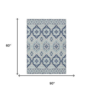 5 X 8 Tribal Polyester Area Rug Washable for Indoor Outdoor Patio and High Traffic Spaces