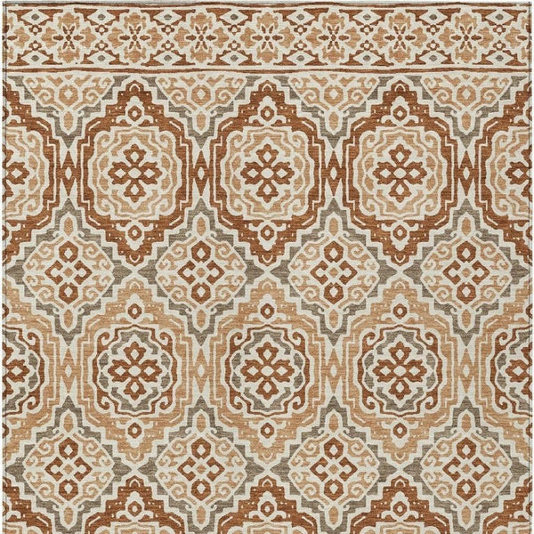 HomeRoots 10 X 14 Tribal Polyester Area Rug Stain Resistant Washable for Patio or Living Room 735855