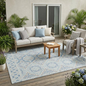 5 X 8 Tribal Polyester Area Rug Stain Resistant for Indoor Outdoor Living