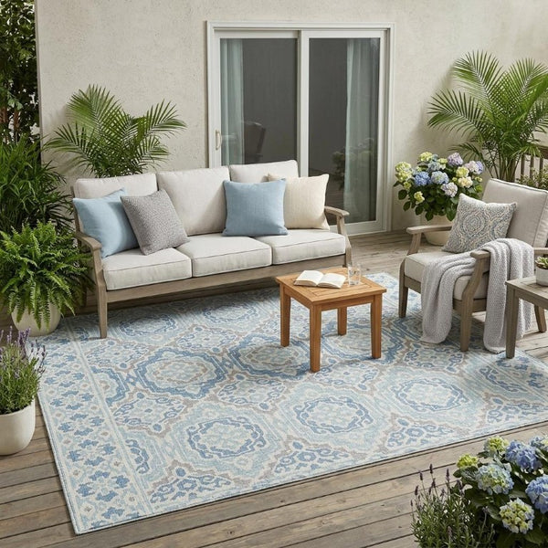 5 X 8 Tribal Polyester Area Rug Stain Resistant for Indoor Outdoor Living