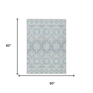 5 X 8 Tribal Polyester Area Rug Stain Resistant for Indoor Outdoor Living