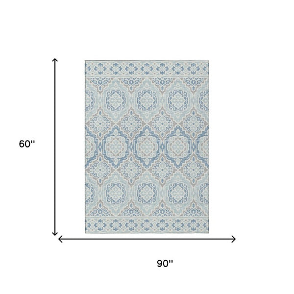 5 X 8 Tribal Polyester Area Rug Stain Resistant for Indoor Outdoor Living