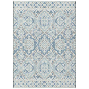 HomeRoots 8 Ft X 10 Ft Sky Blue Beige Tribal Polyester Indoor Outdoor Washable Area Rug 735865