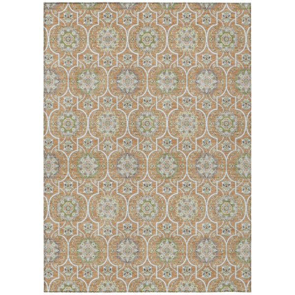 HomeRoots 9 Ft Floral Medallion Polyester Area Rug Washable Stain Resistant Indoor Outdoor Use 735878