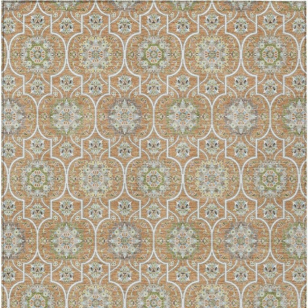 9 Ft Floral Medallion Polyester Area Rug Washable Stain Resistant Indoor Outdoor Use