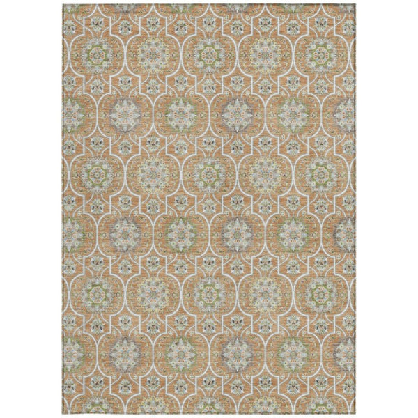 9 Ft Floral Medallion Polyester Area Rug Washable Stain Resistant Indoor Outdoor Use