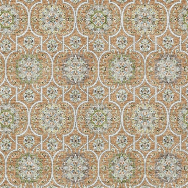 9 Ft Floral Medallion Polyester Area Rug Washable Stain Resistant Indoor Outdoor Use
