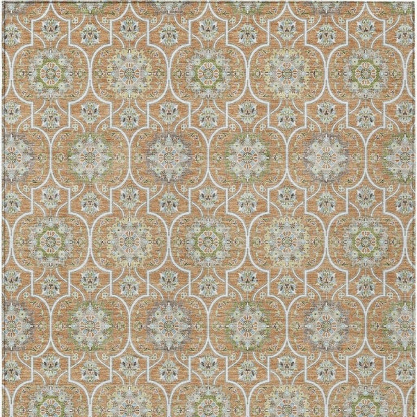 9 Ft Floral Medallion Polyester Area Rug Washable Stain Resistant Indoor Outdoor Use