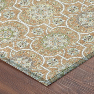 9 Ft Floral Medallion Polyester Area Rug Washable Stain Resistant Indoor Outdoor Use