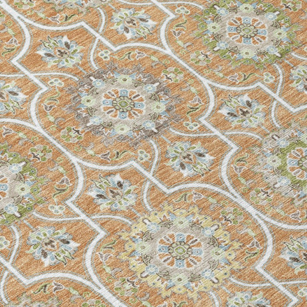 9 Ft Floral Medallion Polyester Area Rug Washable Stain Resistant Indoor Outdoor Use
