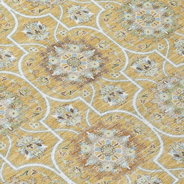 8 Foot Round Floral Medallion Polyester Rug Stain Resistant Indoor Outdoor Decor