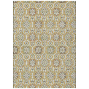 HomeRoots 9x12 Floral Medallion Polyester Area Rug Washable Stain Resistant for Patio or Living Room 735884