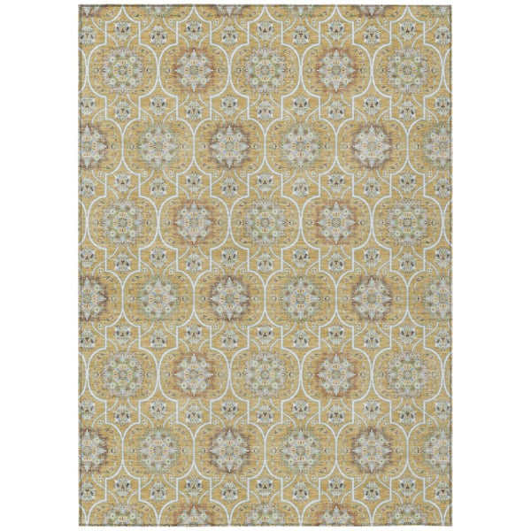 HomeRoots 9x12 Floral Medallion Polyester Area Rug Washable Stain Resistant for Patio or Living Room 735884
