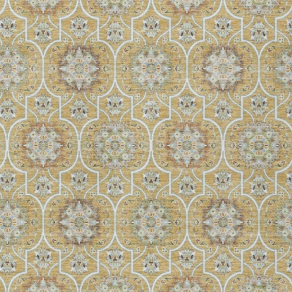 9x12 Floral Medallion Polyester Area Rug Washable Stain Resistant for Patio or Living Room