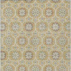 9x12 Floral Medallion Polyester Area Rug Washable Stain Resistant for Patio or Living Room