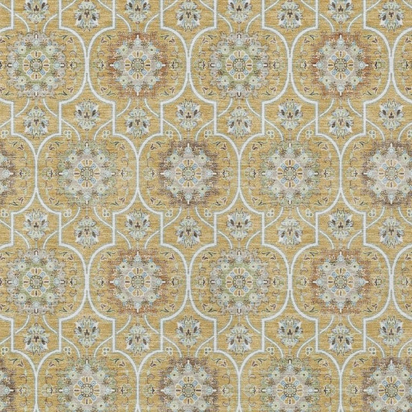 9x12 Floral Medallion Polyester Area Rug Washable Stain Resistant for Patio or Living Room