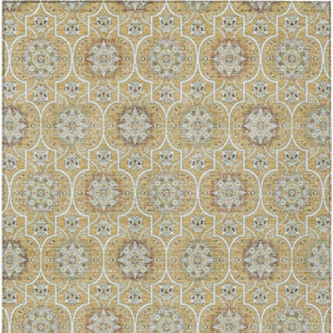 9x12 Floral Medallion Polyester Area Rug Washable Stain Resistant for Patio or Living Room