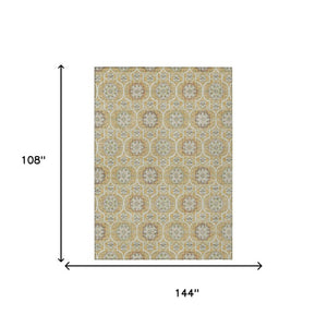 9x12 Floral Medallion Polyester Area Rug Washable Stain Resistant for Patio or Living Room