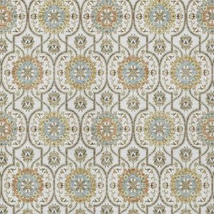 5x8 Ivory Gold Medallion Polyester Area Rug Washable Stain Resistant Patio Living
