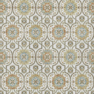 9x12 Ivory Gold Floral Medallion Polyester Area Rug Washable for Patio or Living Room
