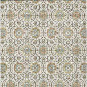 9x12 Ivory Gold Floral Medallion Polyester Area Rug Washable for Patio or Living Room