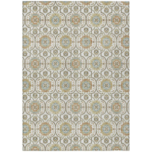 HomeRoots 10 X 14 Ivory Gold Medallion Polyester Area Rug Washable Stain Resistant Patio 735891