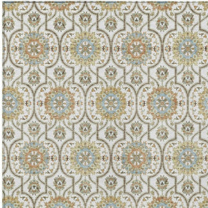 10 X 14 Ivory Gold Medallion Polyester Area Rug Washable Stain Resistant Patio