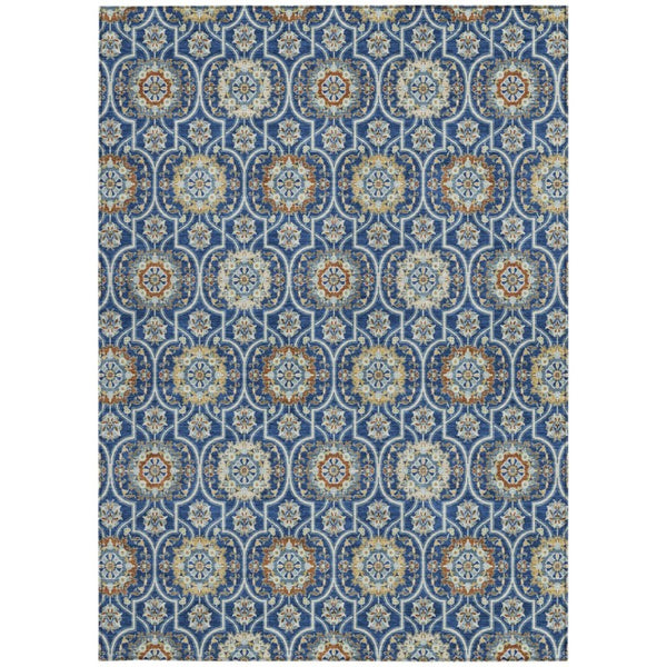 8 X 10 Floral Medallion Polyester Area Rug Washable for Patio Porch or Living Room