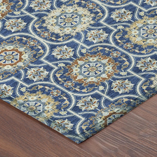 8 X 10 Floral Medallion Polyester Area Rug Washable for Patio Porch or Living Room