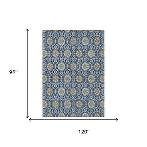 8 X 10 Floral Medallion Polyester Area Rug Washable for Patio Porch or Living Room