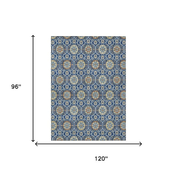 8 X 10 Floral Medallion Polyester Area Rug Washable for Patio Porch or Living Room