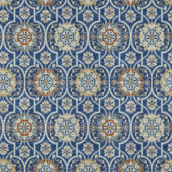 10 X 14 Floral Medallion Polyester Area Rug Washable for Indoor Outdoor Use