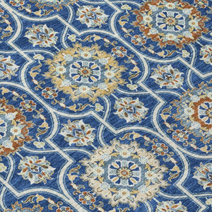 10 X 14 Floral Medallion Polyester Area Rug Washable for Indoor Outdoor Use