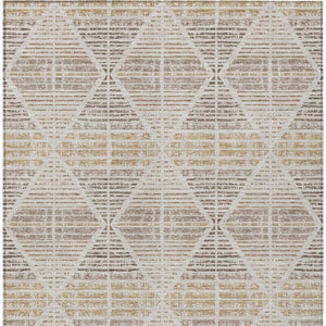 5x8 Geometric Beige Ivory Polyester Area Rug Washable Stain Resistant Indoor Outdoor